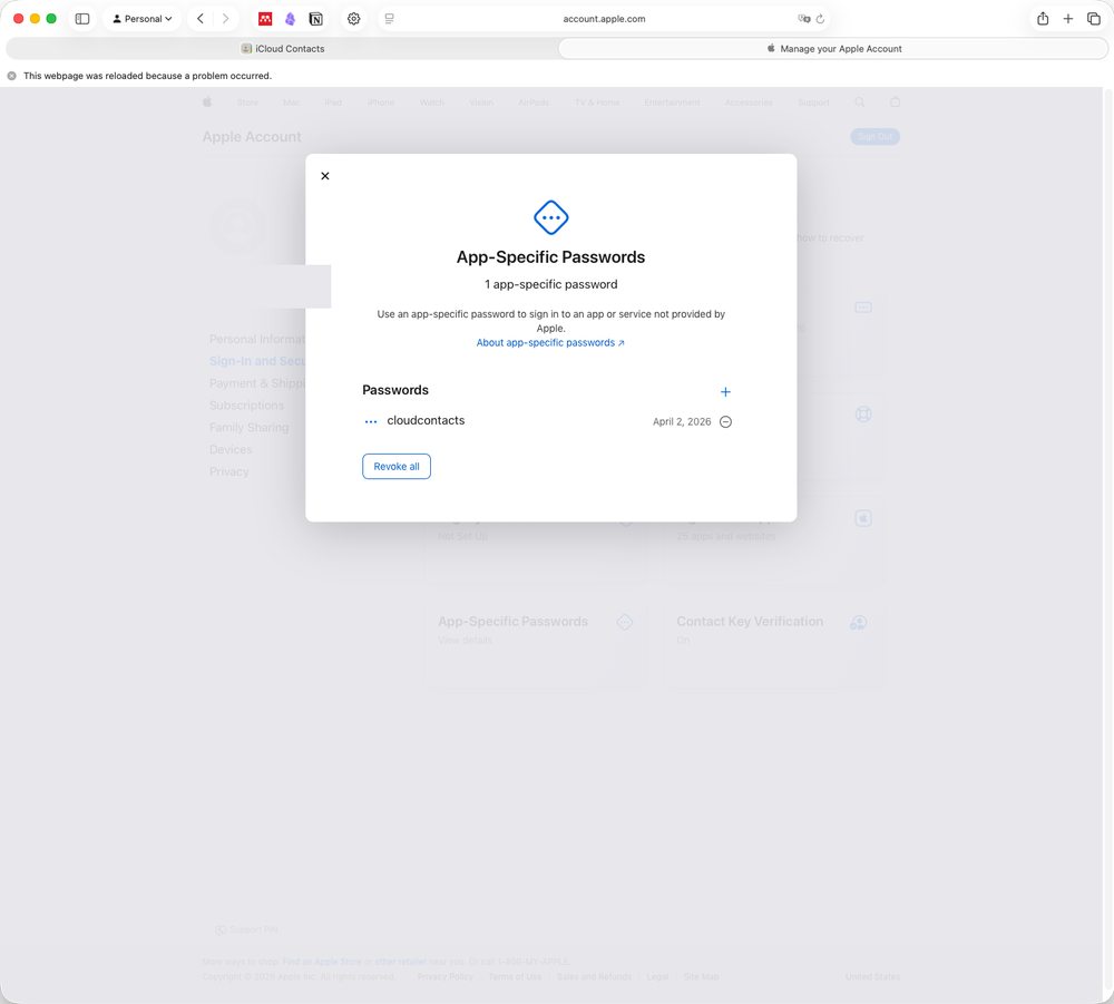 App-Specific Passwords Option