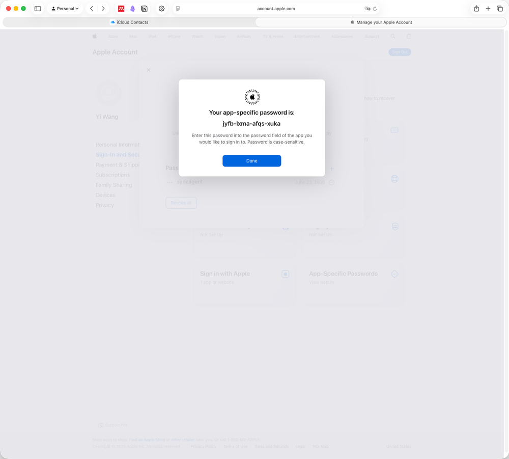 Retrieve Generated App-Specific Password