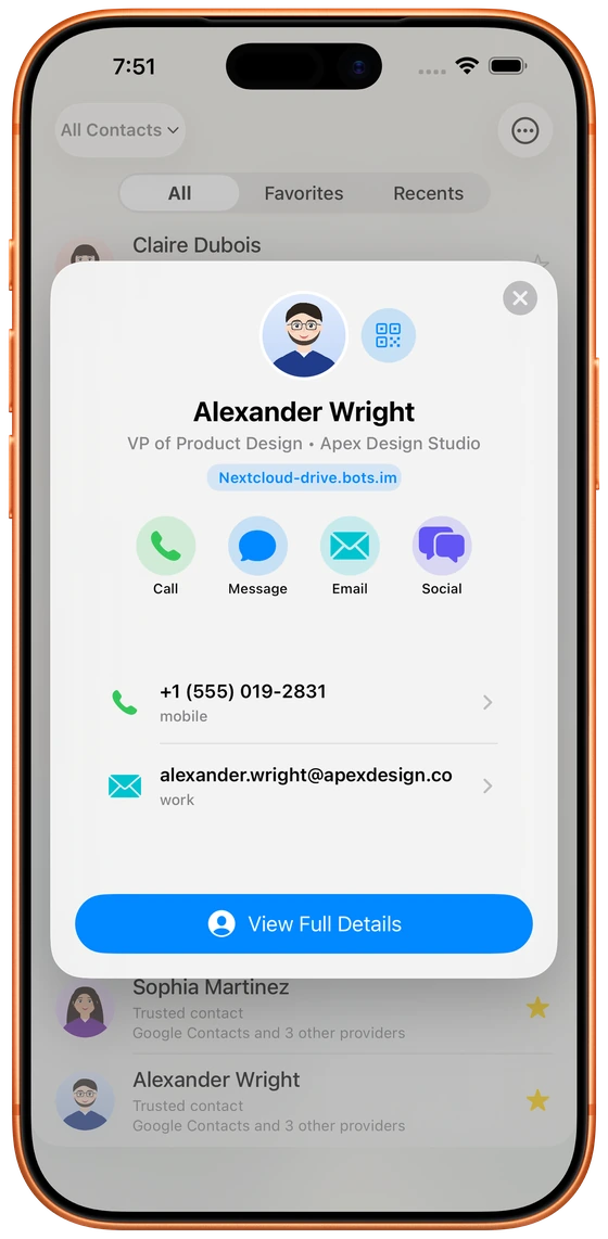 Quick Contact Card