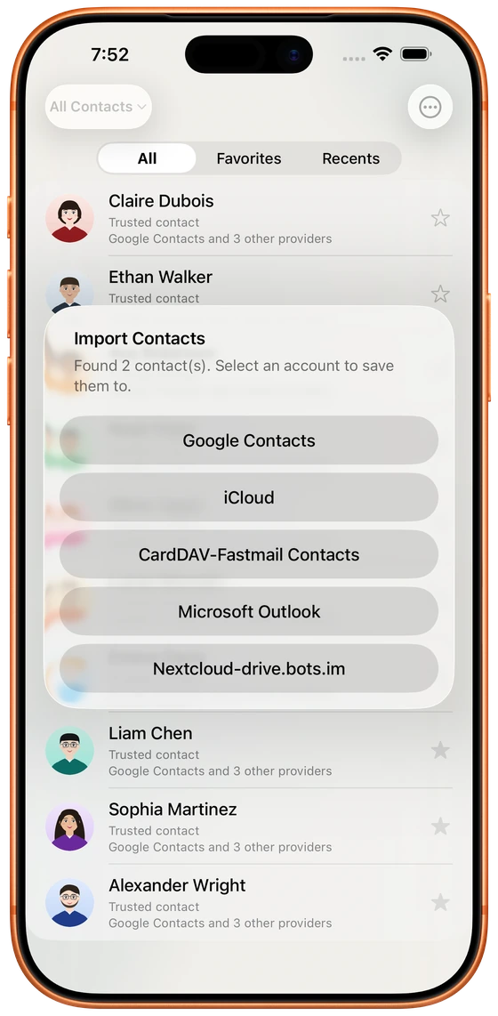 Bulk vCard Contact Import
